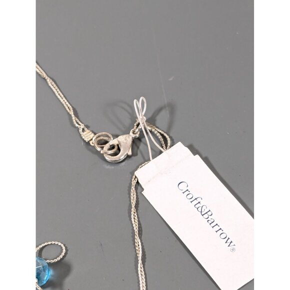 Croft & Barrow Blue Glass Cats Eye Pink Rose Flower Bead Multi Chain Necklace NE - Picture 7 of 11